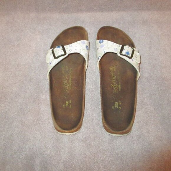 Birkenstock Papillio Madrid Sandals Size 9 Floral Leather Slip On Slide Comfort - Picture 6 of 14